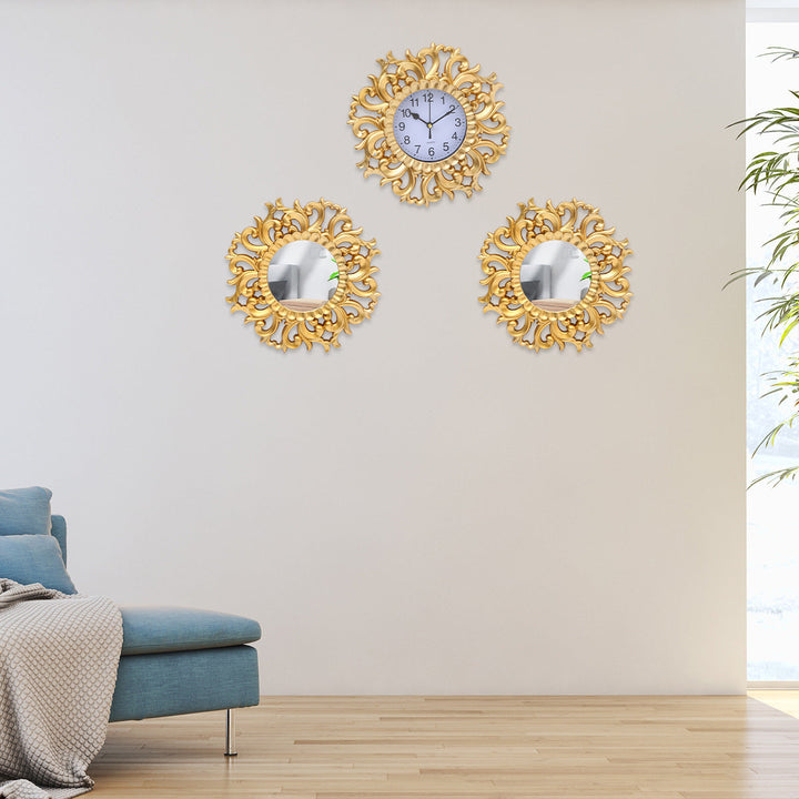 Vintage Wall Clock Mirror Set for Elegant Wall Decor