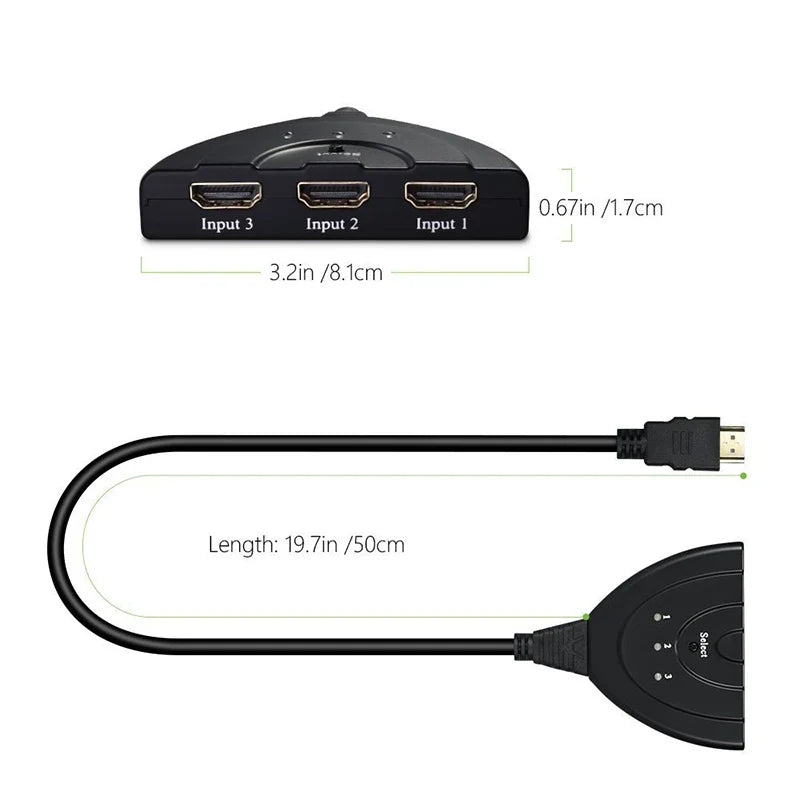 3-Port HDMI Switch with Auto-Detect for Game Consoles