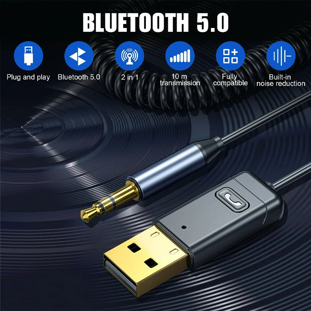 Car Bluetooth AUX Receiver for Calls and Navigation