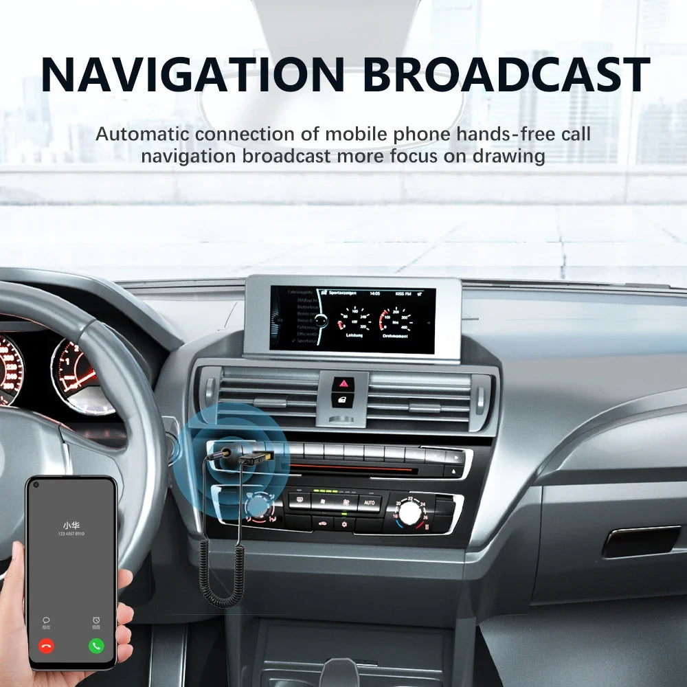Car Bluetooth AUX Receiver for Calls and Navigation