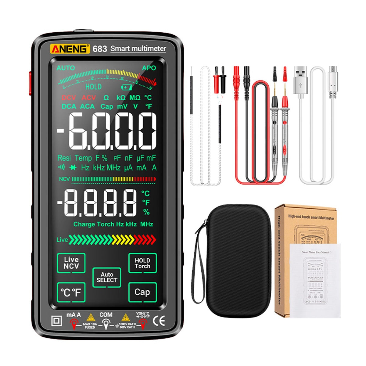 Touch Screen Digital Multimeter with NCV Live Detection