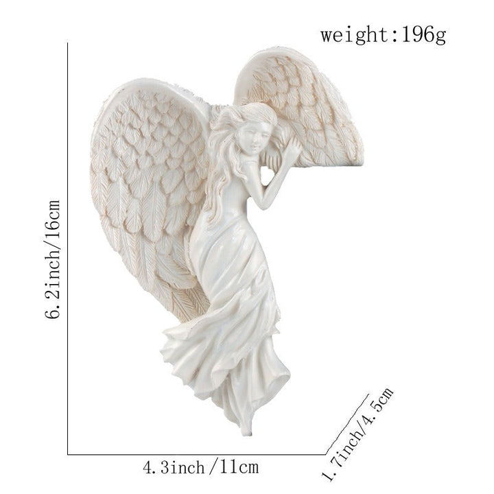 Angel Wall Decor With Sculpted Ivory Wing Accent Piece