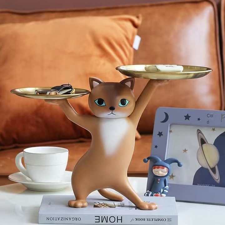 Cat-Shaped Double Tray for Whimsical Entryway Storage