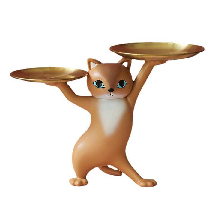 Cat-Shaped Double Tray for Whimsical Entryway Storage