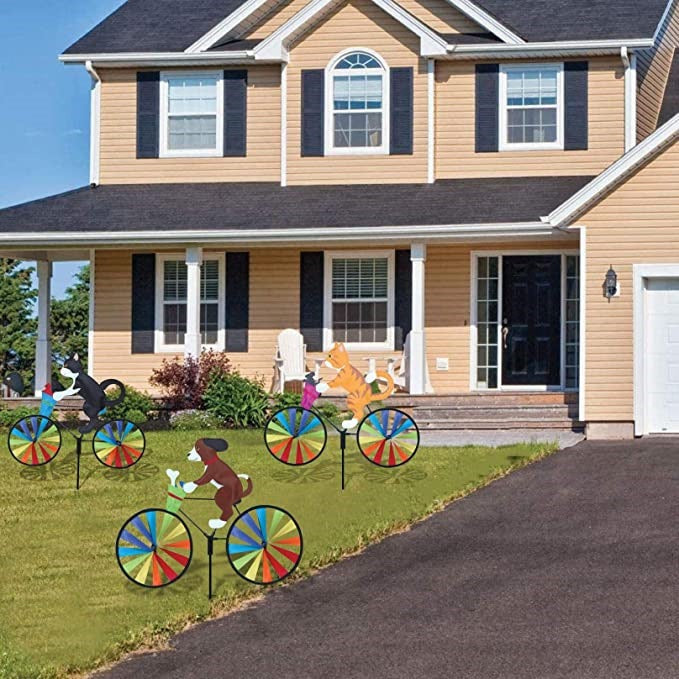 Animal Windmill Garden Decor With Spinning Rainbow Wheels
