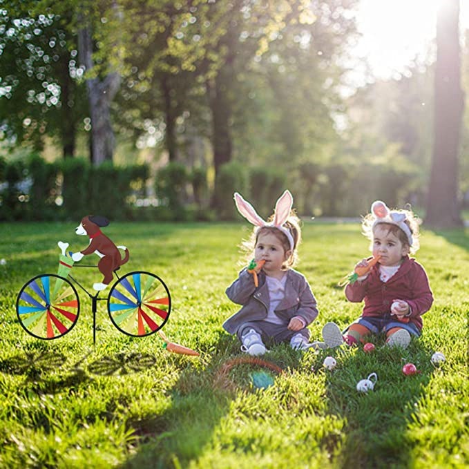 Animal Windmill Garden Decor With Spinning Rainbow Wheels