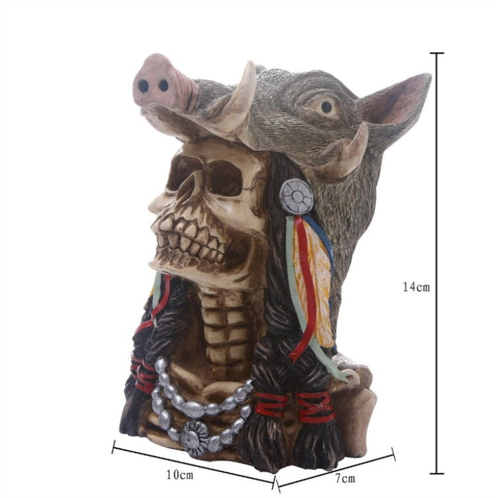 Animal Skull Resin Ornament Gothic Boar Head Sculpture