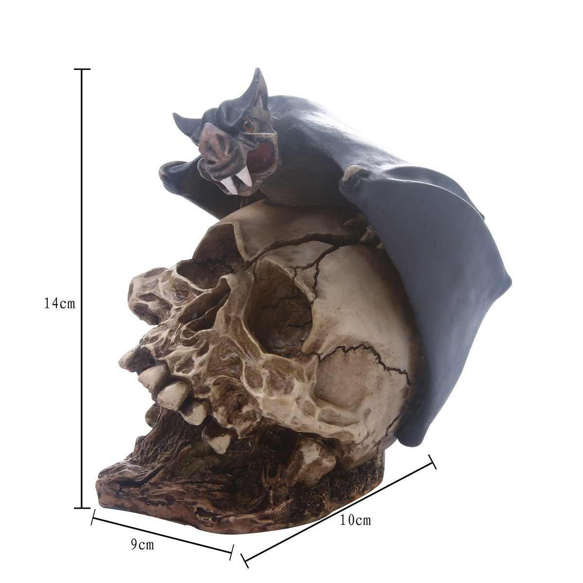 Gothic Skull Decor With Bat Detail for Dramatic Displays