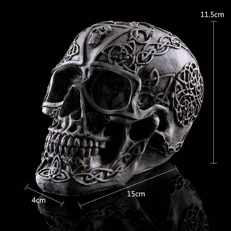 Celtic Resin Skull Ornament for Gothic Home Displays