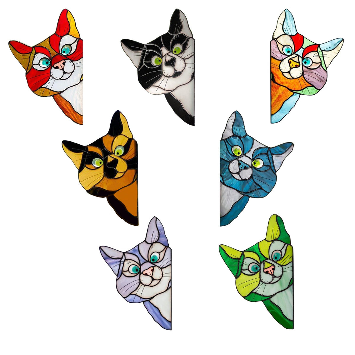 Cat Window Sticker – Colorful Peel-and-Stick Décor