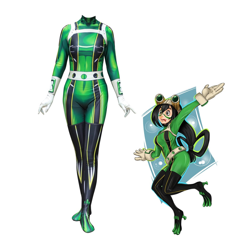 Tsuyu Asui Cosplay Bodysuit Costume With Glossy Finish