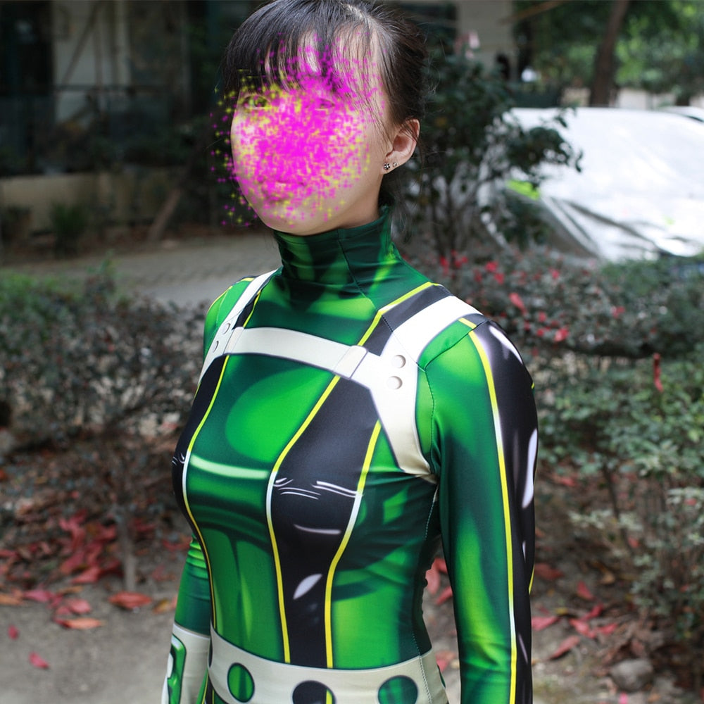 Tsuyu Asui Cosplay Bodysuit Costume With Glossy Finish