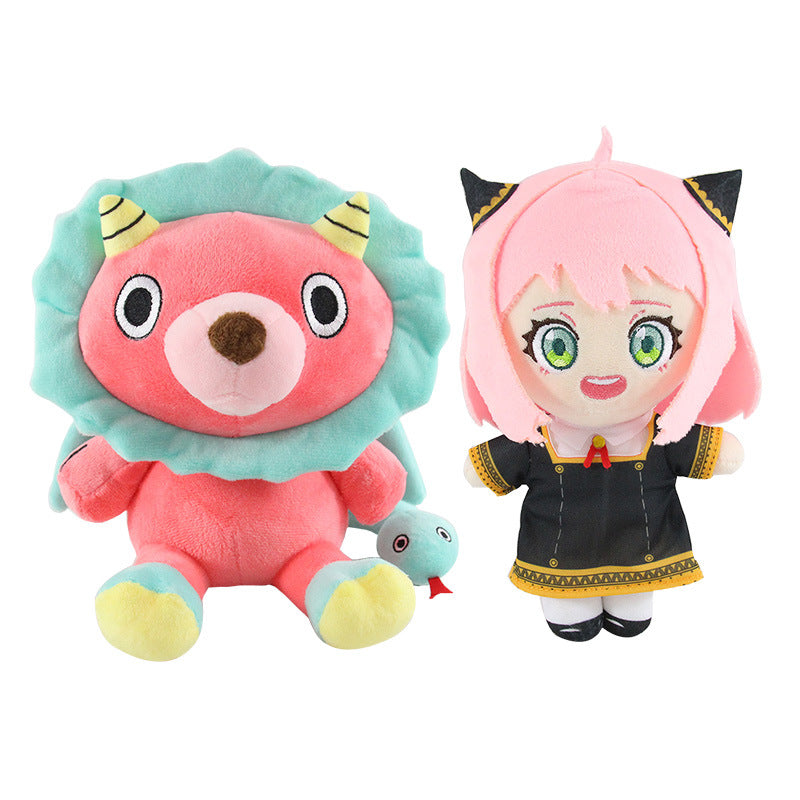 Anime Plush Toy Duo With Colorful Companion Display