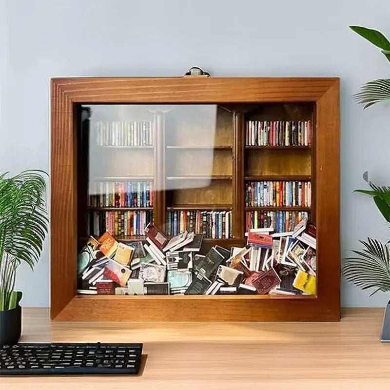 Miniature Bookshelf Decor for a Calming Desk Reset