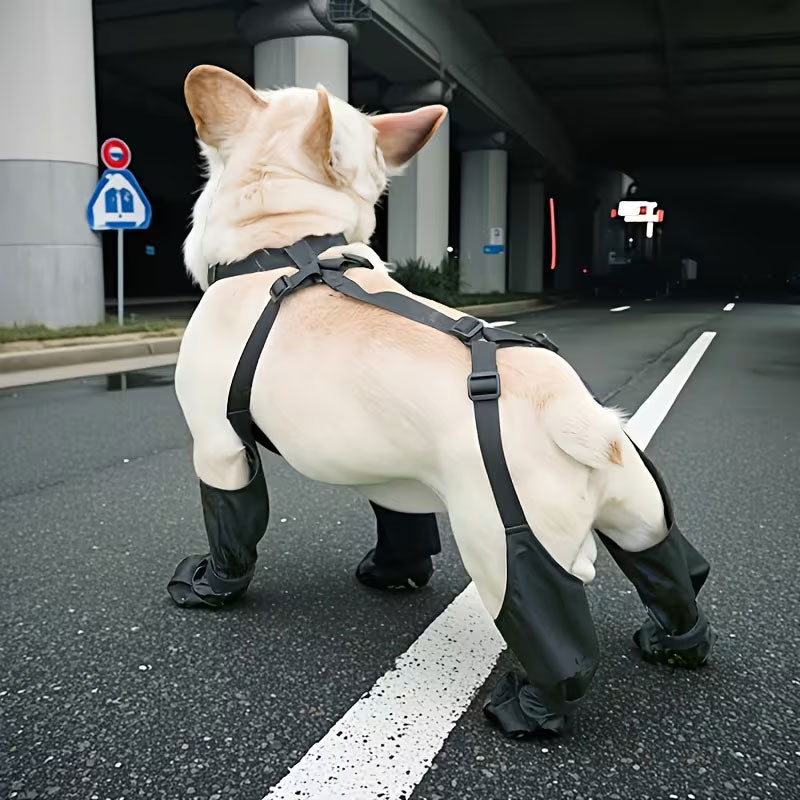 Dog Boots With Suspender Harness for Secure Walks