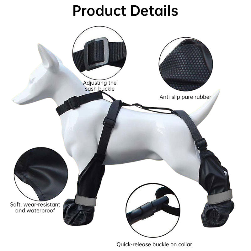 Dog Boots With Suspender Harness for Secure Walks