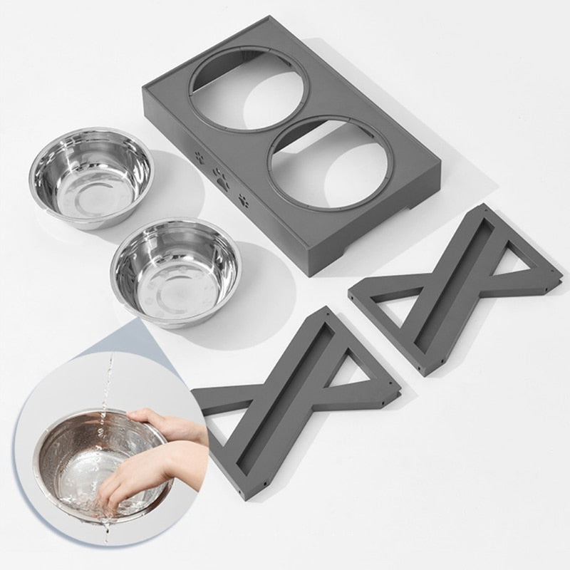 Elevated Double Dog Bowls for Tidy, Easy Feeding at Home