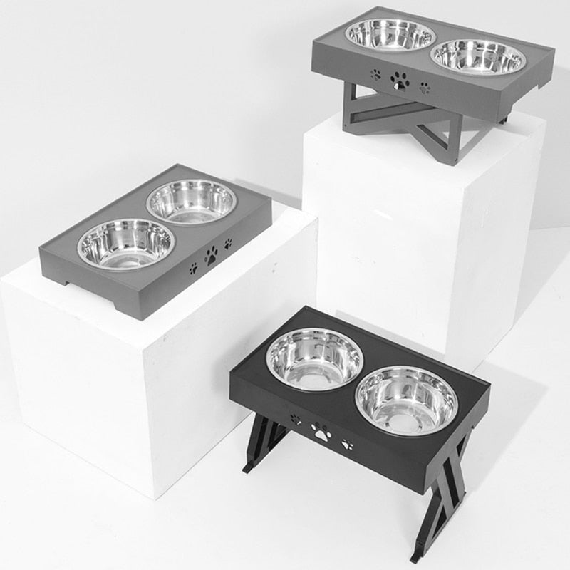 Elevated Double Dog Bowls for Tidy, Easy Feeding at Home