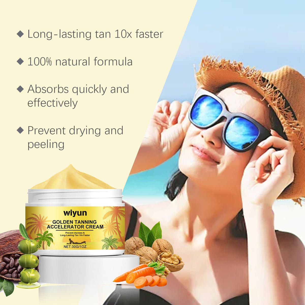 Tanning Accelerator Body Cream for Sunbathing Glow
