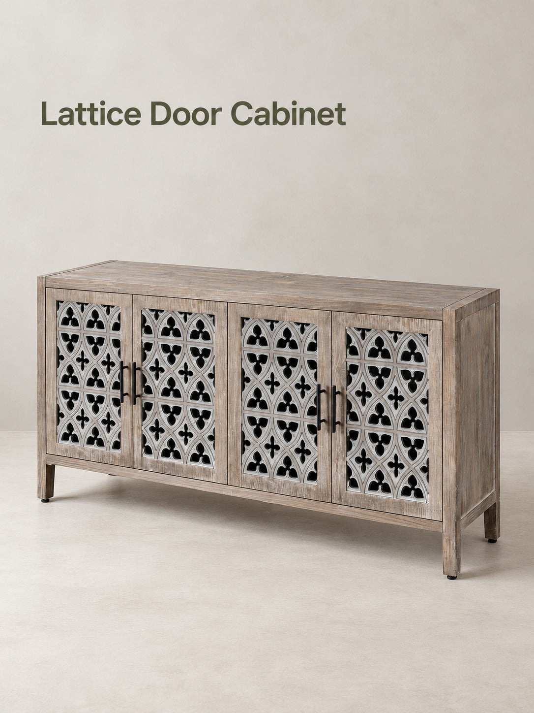 Antique Four Door Lattice Cabinet for Living Room Storage