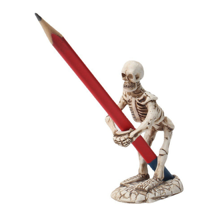 Antique Skull Pen Holder Gothic Desk Decoration