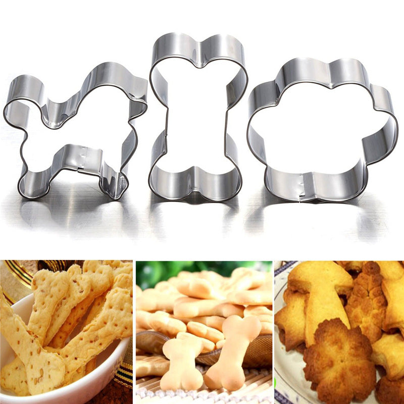 Dog Paw & Bone Cookie Cutters: Stainless Steel Trio