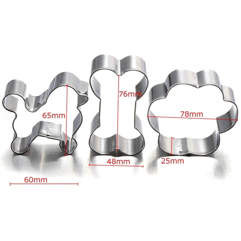 Dog Paw & Bone Cookie Cutters: Stainless Steel Trio