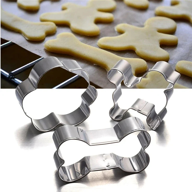 Dog Paw & Bone Cookie Cutters: Stainless Steel Trio