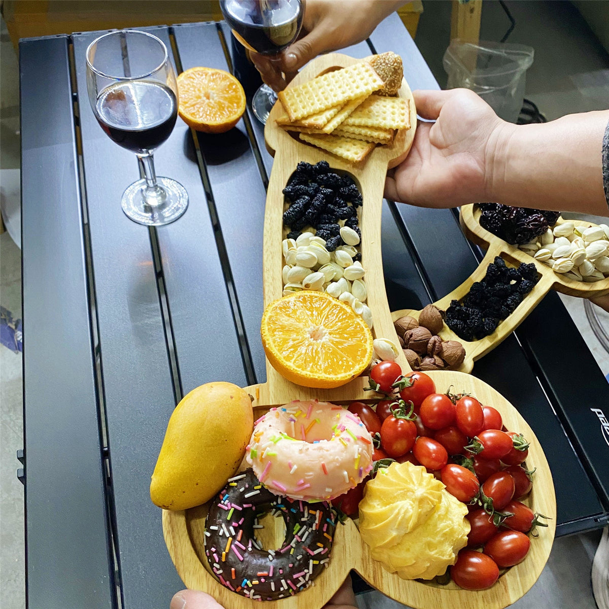 Wooden Aperitif Board for Charcuterie and Wine Nights