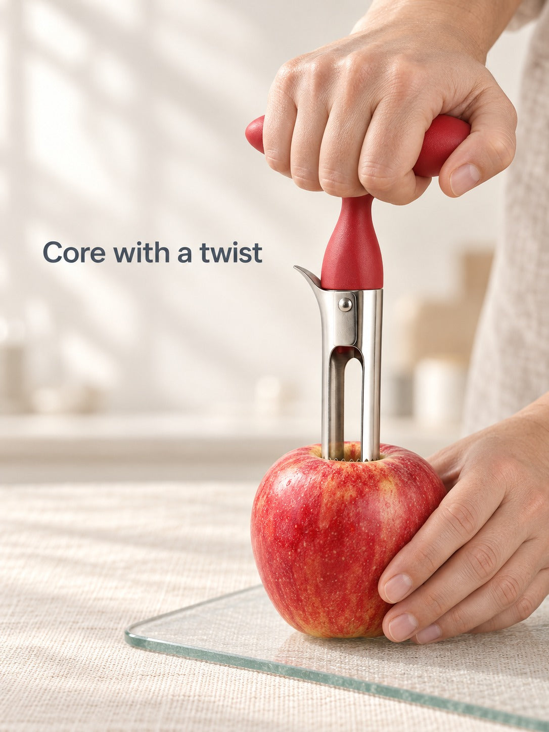 Stainless Steel Apple Corer That Removes Cores and Seeds
