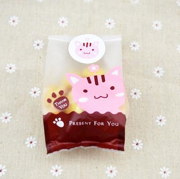 Cat & Dog Frosted Cookie Bags, 50 Pack for Party Treats