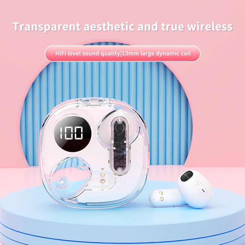 Transparent Wireless Earbuds with LED Battery Display
