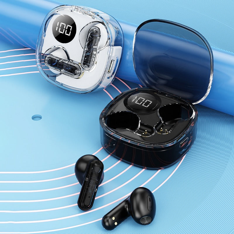 Transparent Wireless Earbuds with LED Battery Display