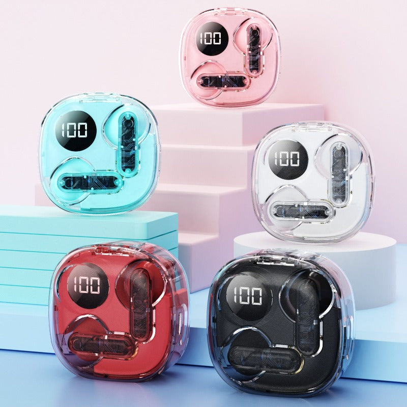 Transparent Wireless Earbuds with LED Battery Display