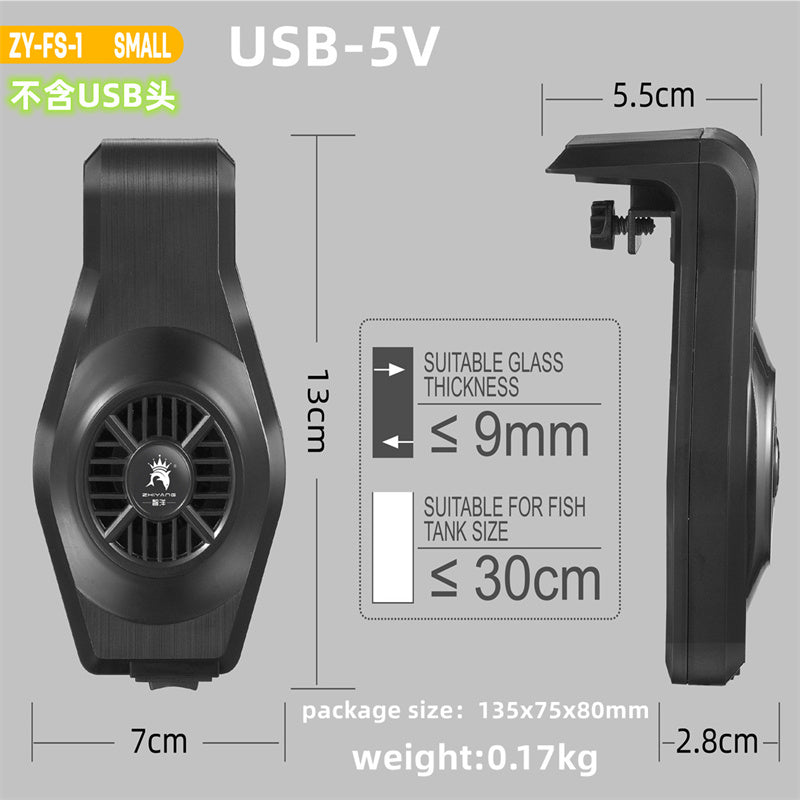 Aquarium Cooling Fan for Small Tanks, Clip-On USB 5V