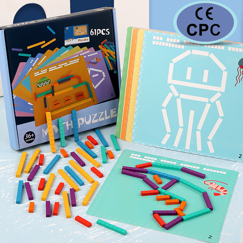 Wooden Math Puzzle Set for Hands-On Early Math Learning