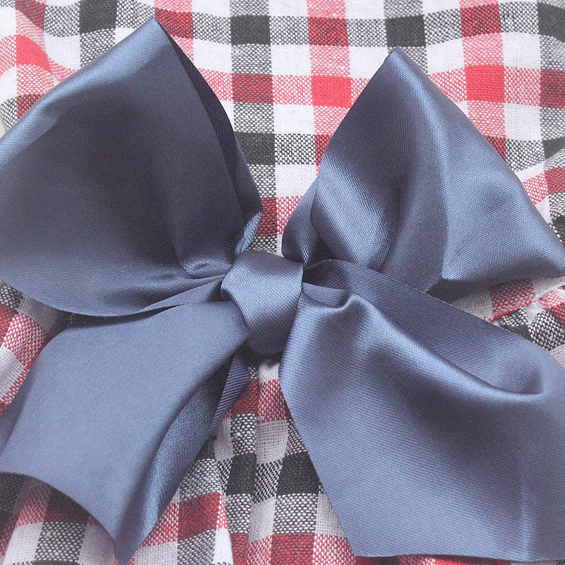 Plaid Dog Dress With Satin Bow For Photo-Ready Style