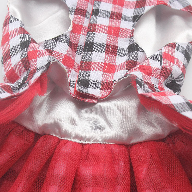 Plaid Dog Dress With Satin Bow For Photo-Ready Style
