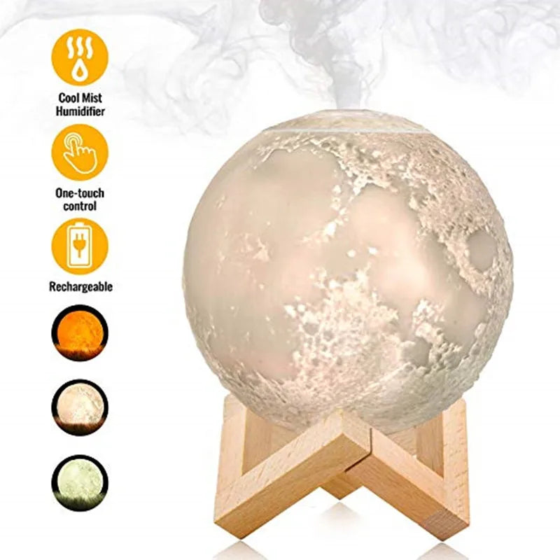 Moon Lamp Humidifier with Cool Mist and Night Light