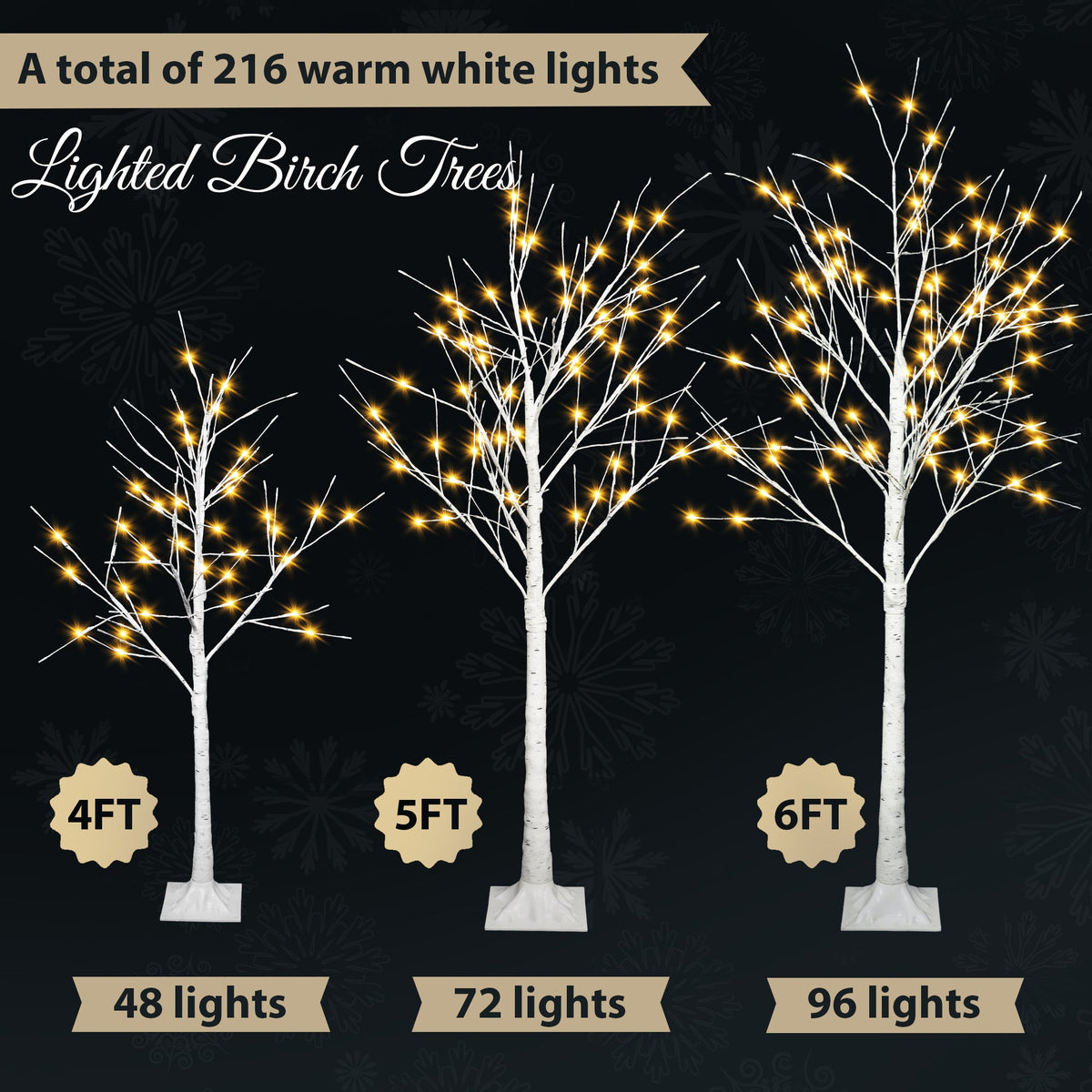 Artificial Birch Tree with Warm White LED Lighting