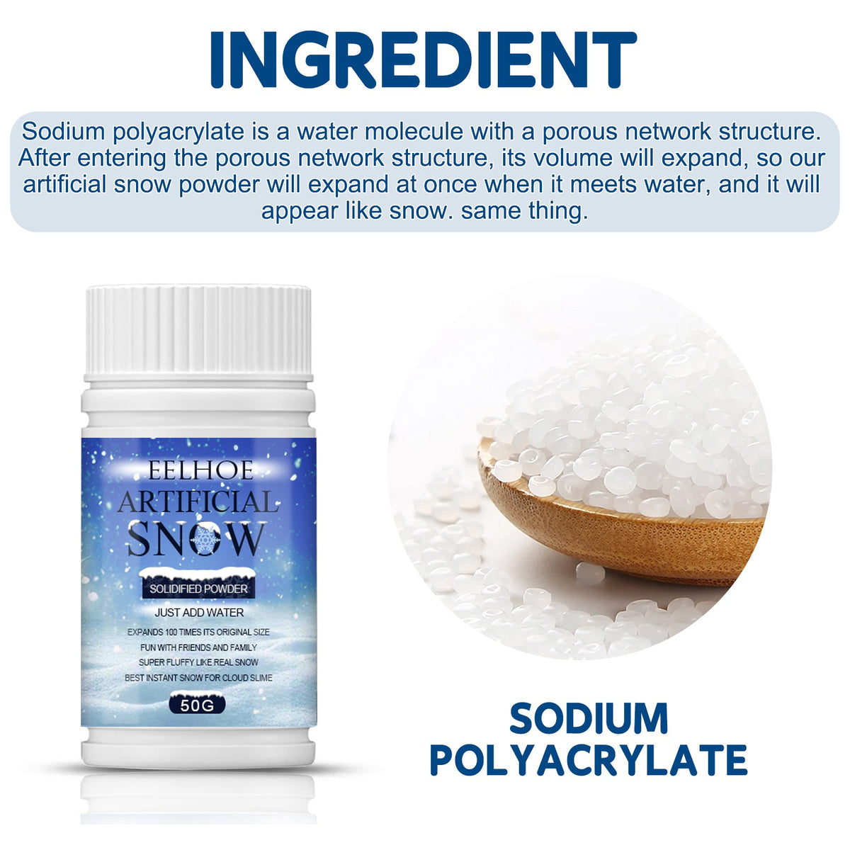 Artificial Snow Powder for Instant Winter Decorations