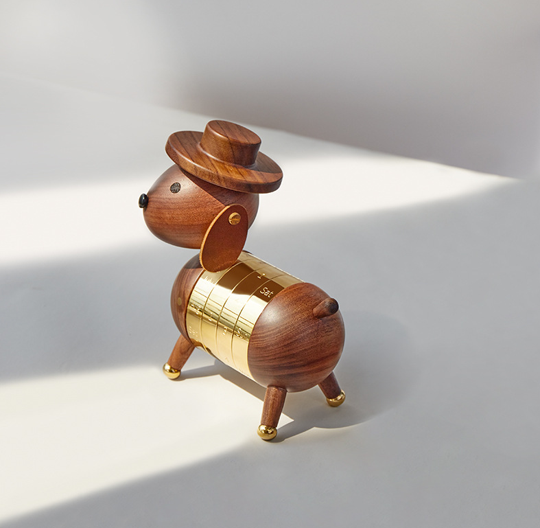 Wooden Dog Perpetual Calendar for Stylish Desk Decor