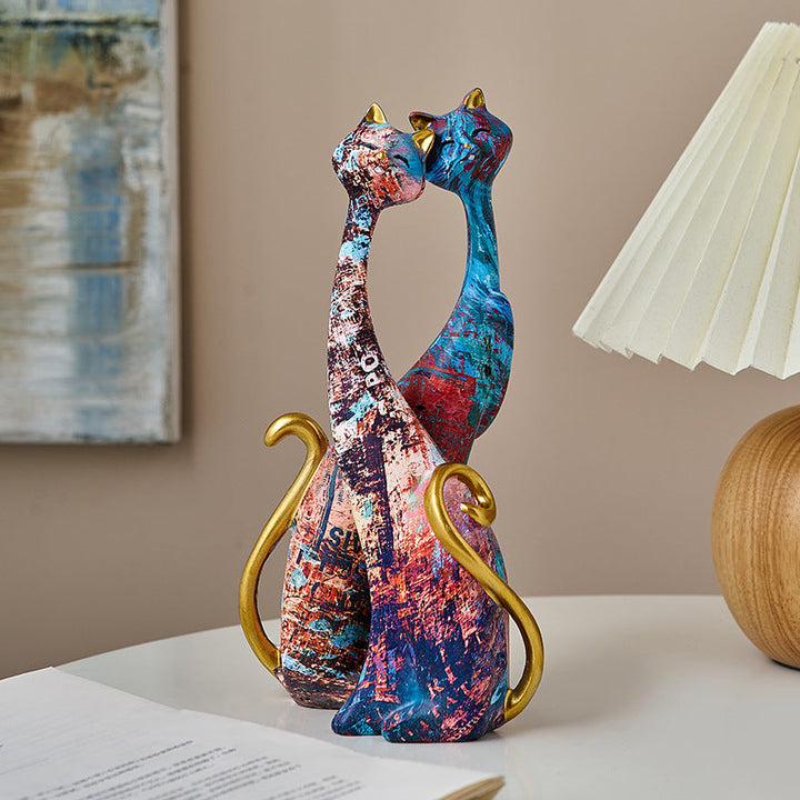 Artistic Cat Ornaments for Colorful Luxury Home Decor