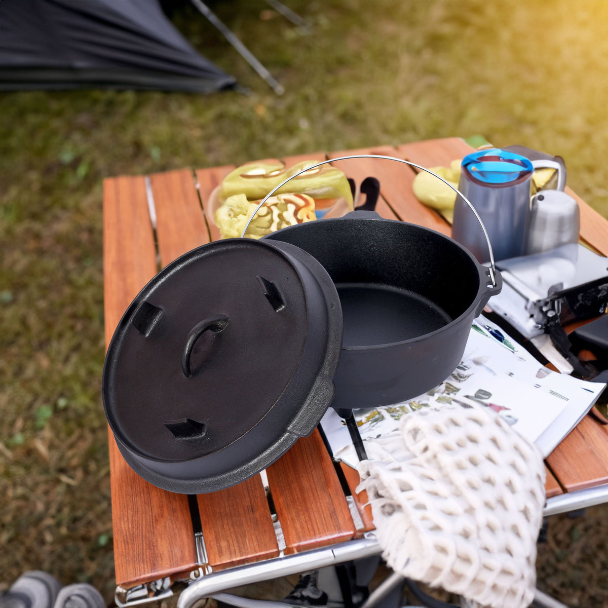 Cast Iron Dutch Oven with Lid for Campfire Cooking