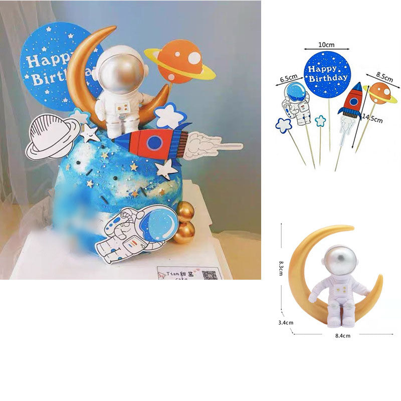 Astronaut Cake Toppers Set, Space Birthday Decorations