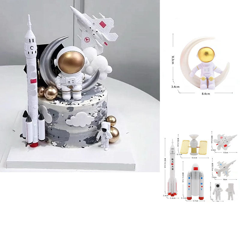 Astronaut Cake Toppers Set, Space Birthday Decorations