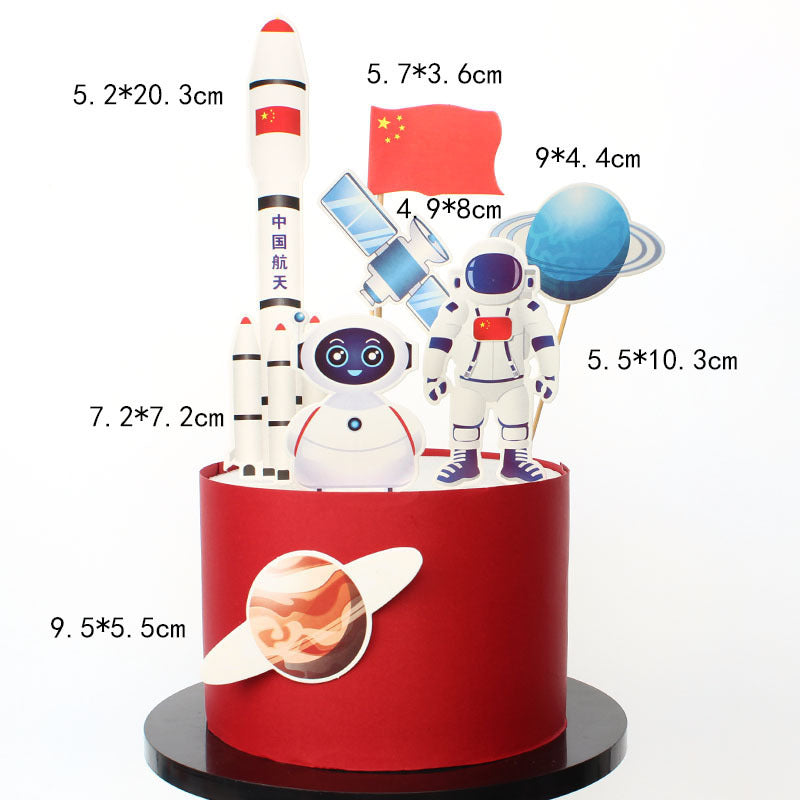 Astronaut Cake Toppers Set, Space Birthday Decorations