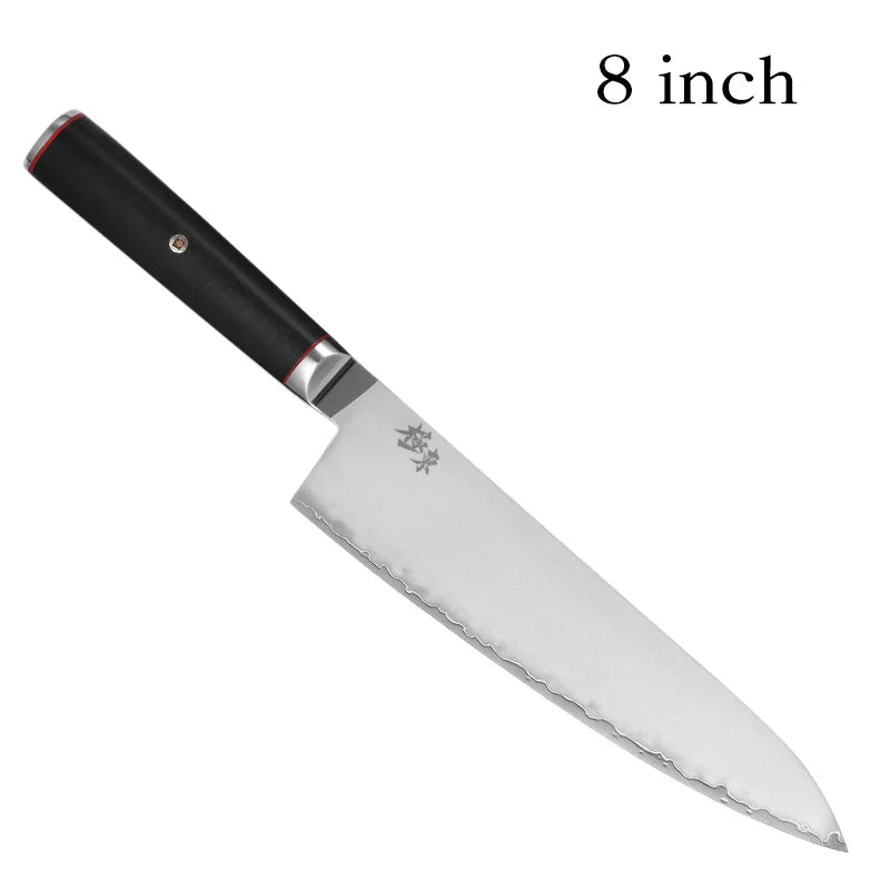 Forged AUS-10 Chef Knife, Hammered Blade for Home Cooks
