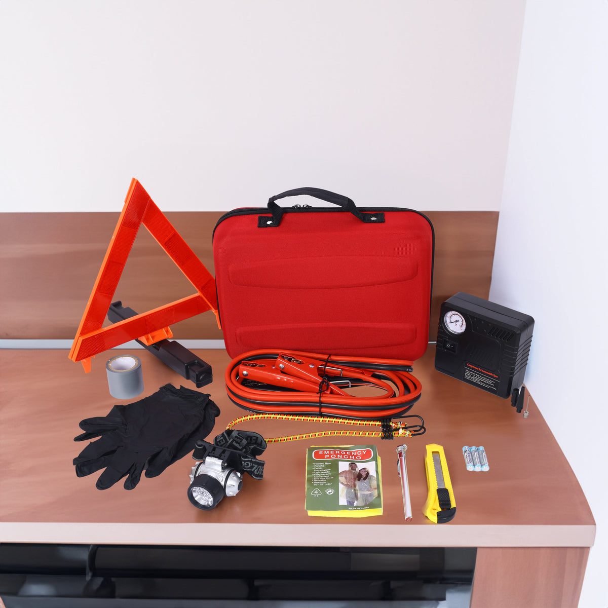 Emergency Car Kit with Air Compressor & Jumper Cables
