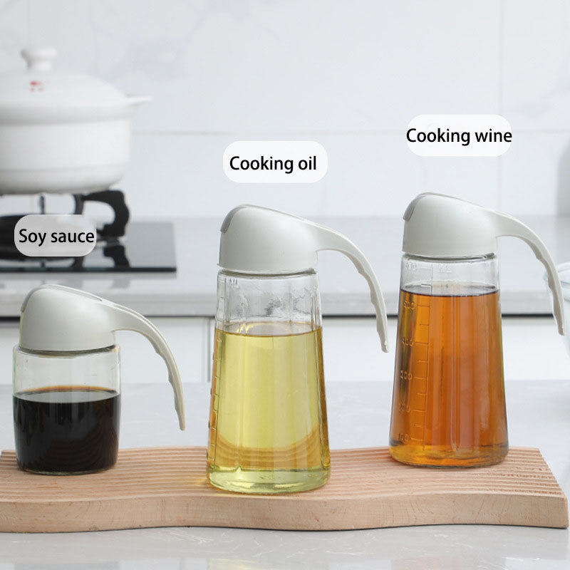 Glass Oil Dispenser Bottle, Auto Open and Close Spout
